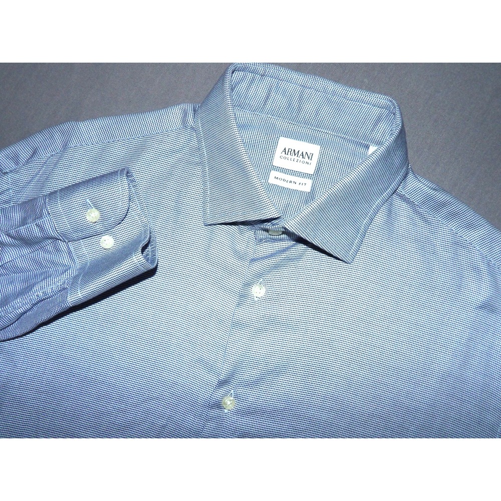 ARMANI COLLEZIONI Modern Fit Blue Button Up Dress Shirt Men's 39 - 15 1/2